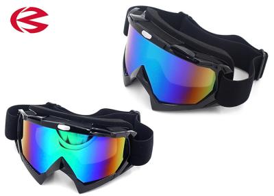 China Glossy Black Windproof Revo Lens Motorcycle Riding Goggles Triple Layer Foam Padding for sale