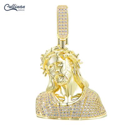 China Wholesale Custom Outlet Pendant Necklace Diamond Moissanite Gold Plated Iced Jewelry Hiphop Jesus Pendant Fashion Hip Hop For Men for sale