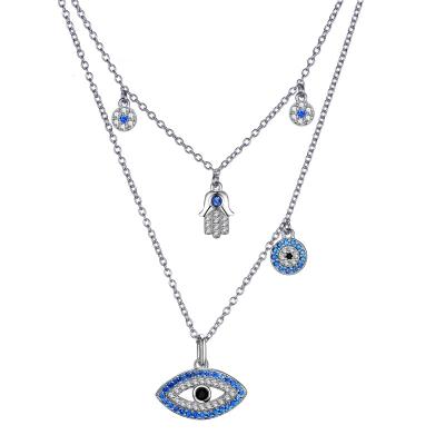 China Amazon Best Selling CLASSIC Sterling Silver Women Necklace Turkish Style CZ Stone Hand Eye Turkish Necklace Women Jewelry 925 From Amazon for sale