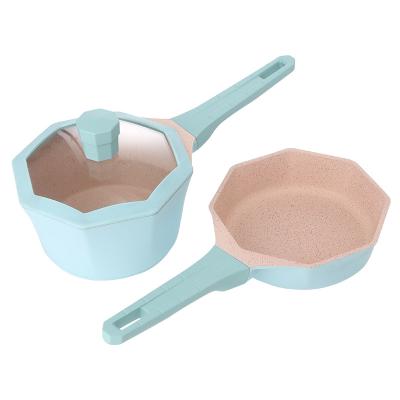 China Sustainable Lovely Casserole Set Children's Medical Stone Cookware Set Nonstick Cookware for sale