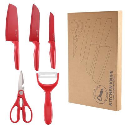 China Viable Japanese 5pcs Butcher Cheese Damascus Beef Stainless Steel Chef Kitchen Knife Set for sale