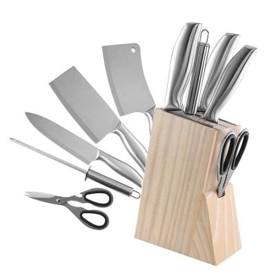 China Multifunctional Stainless Steel Viable Silver Sharpener Kitchen Scissors Chef Knife Set for sale