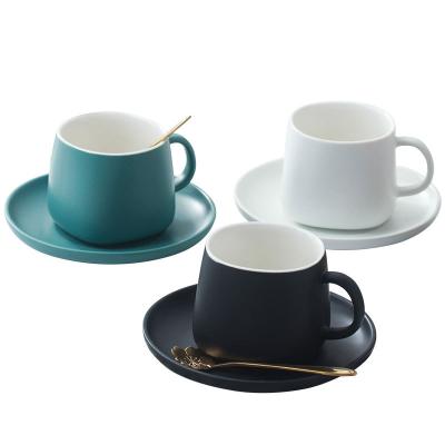 China Sustainable Hot Selling Reactive Coffee Cup Set Tea Cup And Saucer Stoneware Glaze for sale