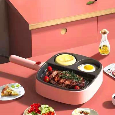 China Household Flat Bottom Omelet Mini Breakfast Machine 3-in-1 Multifunctional Fried Egg Steak Electric Frying Pan Pancake Pan for sale