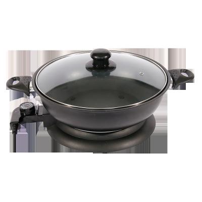 China Rnon Popular Stick Thermostat Electric Wok Hotel Round Shape Electric Cooking Pot for sale