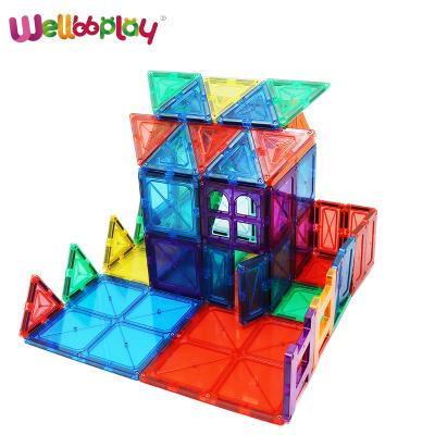 China Hot Selling Construction Toy 100pcs Magnet Building Tiles Magnetic Building Block Sets For Kids for sale