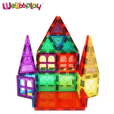 China Educational Building Toy 28pcs Boys Magnetic Tiles STEM Toys For Kids Toddlers Magnetic Plastic Tiles for sale