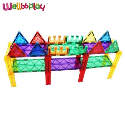 China New Toys Wellbbplay 80Pcs Building Toys Magnetic Tiles Kids Building Tiles Track Track Car Toy Set for sale