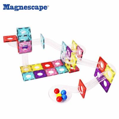 China Building Toy Magnescape 179pcs Transparent 3D Magnet New Tiles Racing Marble Magnetic Toy Educational Toy for sale