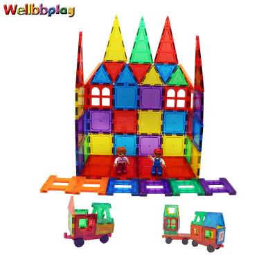 China Magnetic Construction Toy 60pcs Building Tiles Colorful Plastic Building Block Magnet Stacking Toy Set For Kids for sale