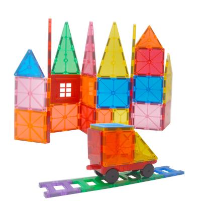 China Educational Construction Toy 100pcs Magnetic Building Blocks For Kids / Magnetic Tiles for sale