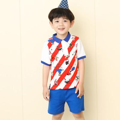 China Breathable Children Clothing Wholesalers 2-7 Years Old New Design Boy Kids Clothing Cotton Sleeve Boys Colorful Striped Short Polo T-Shirts for sale