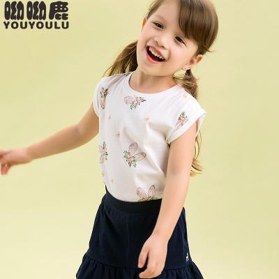 China Wholesale High Quality Breathable Cotton White T-shirt Printing Custom Kids Round Neck For Little Girls for sale