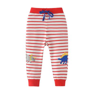 China Custom-made boys' anti-pilling sports casual pants, pure cotton drawstring pants, autumn and winter striped children's Legging pants for sale