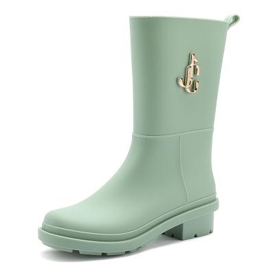 China Waterproof Premium Quality PVC Pure Color Ladies Fashion Rain Boots For Women Girls for sale