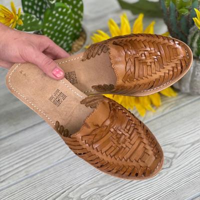 China Fashion Trend Sandal Solid Color Handcrafted Mexican Traditional Mexican Huarache SandalSlip On Shoes for sale