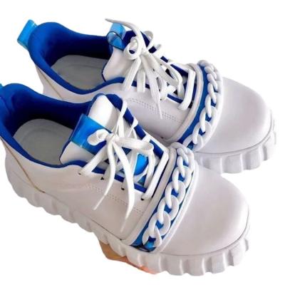 China 2021 new PVC women's sports shoes chain sneakers increased outdoor casual women's thick-soled decoration for sale