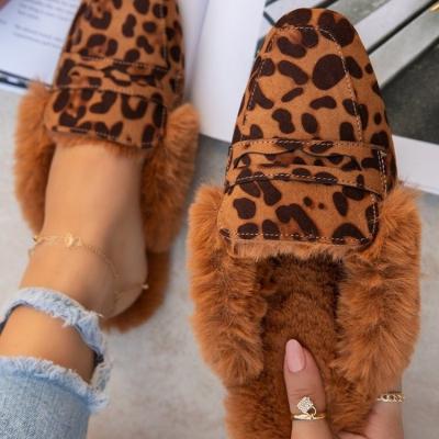 China Light 2021 autumn women's shoes style flat bottomed British hairy half slippers women's casual shoe for ladies for sale