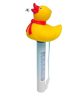 China Cleanwell Plastic Cute Animal Yellow Duck Design Floating Swimming Pool Thermometer for sale