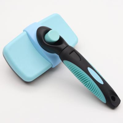 China New Viable Dog Cat Grooming Self Cleaning Slicker Brush Comb Shedding Tool Hair Fur By Pet Brushes for sale