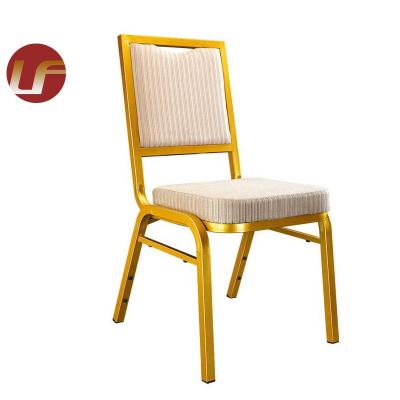 China Wholesale Cheap Stackable Aluminum Fabric Stackable High Capacity Hotel Party Upholstered Throne Banquet Chair For Banquet Hall Wedding Events for sale