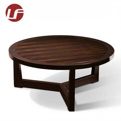 China Custom Made Durable Green Maple Small Round Oak Solid Dark Brown Coffee Table Te koop