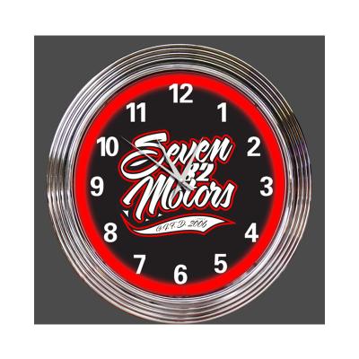 China Antique Style 15inch Simple Neon Clock Customer Logo for sale