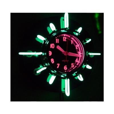 China Special style antique style neon decoration light up the wall clock for sale