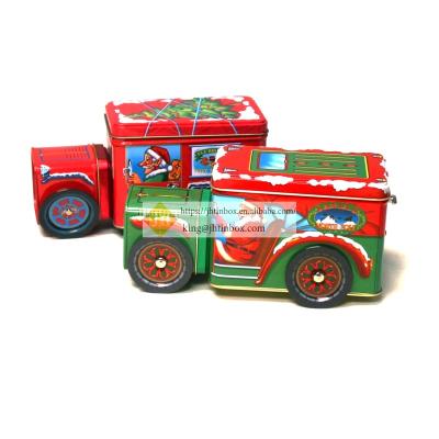 China Eco-friendly and Recyclable Material JH Finely Processed Christmas Truck Shape Tin Box for sale