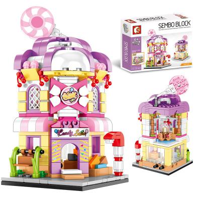 China Electronic Toy SEMBO Building Block 4in1 Block Girl's Street View Series Set Candy Store DIY Home Collected Toy Gift For Kids for sale