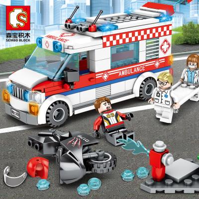 China Ambulance 238pcs City Sight Block 601303 Toy SEMBO DIY Toy Set Building Blocks Electronic Bricks For Kids Christmas Gift for sale