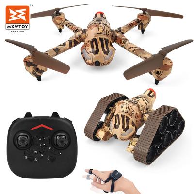 China RC Hobby 2.4G Hand Gravity Sensor Radio Control Toys Mini Tank And Deformation Folding Remote Bike 2 In 1 Rc Drone for sale