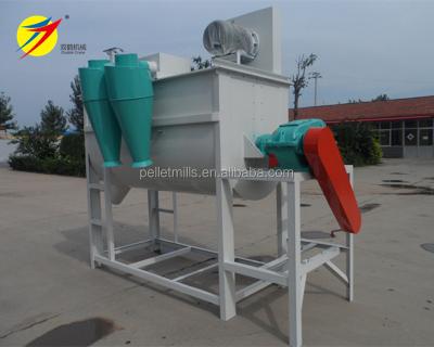 China Powder mash feed crushing and mixing production line 2tph hammer mill machine and feed kneader group for sale