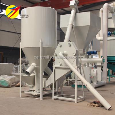 China Easy Operation 1000 Kg Animal Feed Powder Machine Vertical Feed Mixer And Hammer Mill for sale