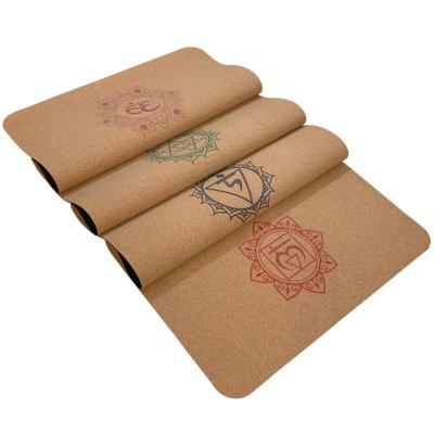 China Personalize / Customized Biodegradable Eco-Friendly Eco-Friendly Cork Yoga Natural Rubber Chakra Cork Yoga Mat Mat for sale