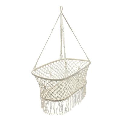 China Convenient / Fun Handmade Hanging Swinging Crib Baby Rope Natural Macrame Cotton Crib for sale