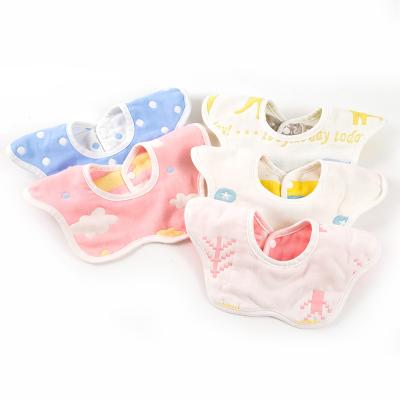 China Style Sustainable Pattern Cotton Baby 360 12 Free Flower Shape Large Rotating Muslin Baby Bibs For Boy And Girls for sale