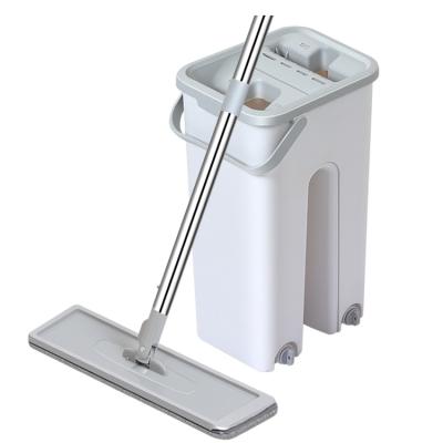 China Durable Magic Flat Mop And Bucket Hand Free Squeeze Flat Mop And Bucket Self-Washed Floor Flat Mop And Bucket Set For Hands Free for sale