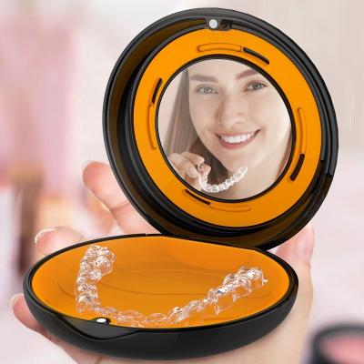 China Custom Orthodontic Braces Case With Mirror And Air Vents Plastic Retainer Box Invisible Denture Storage Box for sale