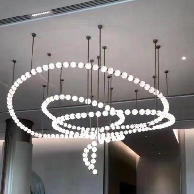 China Modern Customizable Modern Lighting LED Nordic Luxury Bar Stair Pearl Glass Chandeliers & Pendant Lights for sale