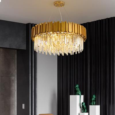 China 2020 New Round LED Luxury Glass Pendant Light Modern Simple Living Room Chandelier Lighting Lamps for sale