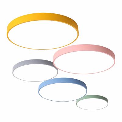 China Modern Colorful Ultra Thin Living Room Led Round Ceiling Lamp Macarone Children's Bedroom Balcony Corridor Light for sale