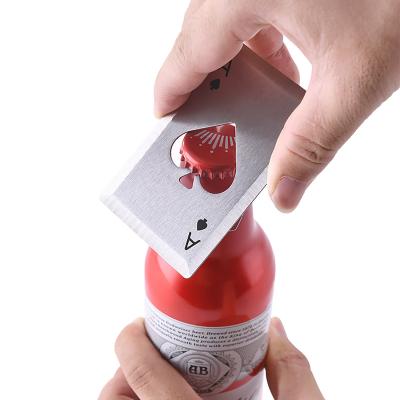 China Creative Multifunctional Portable Household Bottle Opener Portable Multifunctional Stainless Steel Shovel A Game Card Shaped Bottle Opener for sale