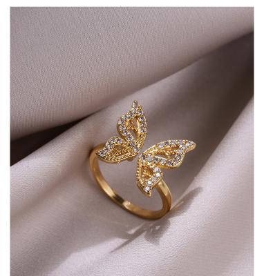 China BOHEMIA Fashion Delicate Animal Butterfly Ring With Gold Plated Adjustable Opening Ring Elegant Lady Charm Jewelry Birthday Gift for sale