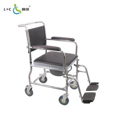 China Good Sale Durable Adult Handicap Toilet Commode Wheelhair Toilet Chair 150kg/330lbs for sale