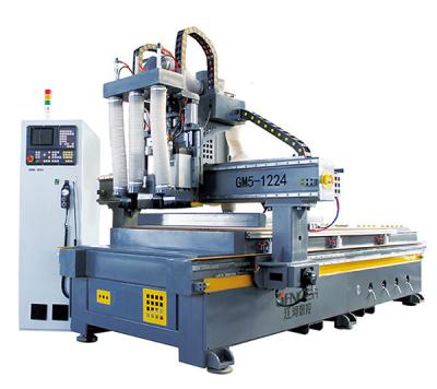 China Garment Shops GM5-1224 CNC Nesting Machining Center Nesting CNC Woodworking Machine X Y-axis Helical Gear and Rack, Screws Syntec z axis ball zu verkaufen