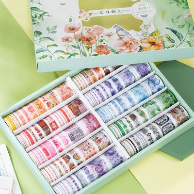 China Wholesale Waterproof Cartoon Washi Tape 100 Roll Custom Printing Adhesive Masking Washi Box Paper Tape Set for sale