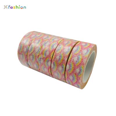 China Waterproof MOQ Low Multi Color Glitter Printable Decorative Washi Tape for sale