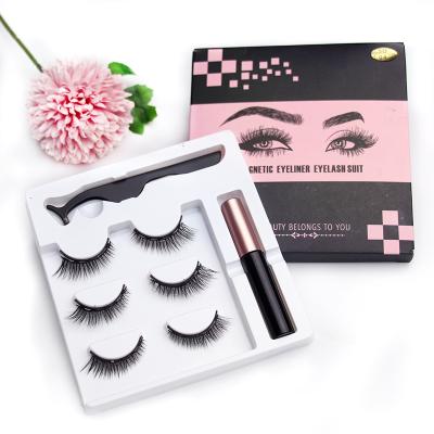 China 2021 natural high quality light magnetic eyeliner false eyelashes lashes magnetic eyelashes wholesale box 3d eyelash packaging for sale