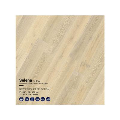 China Digital Printing 4.5/5/5.5/mm Eco-friendly Original Design Wooden High Quality Waterproof Plastic Rigid Yellow SPC Flooring With Click Lock for sale